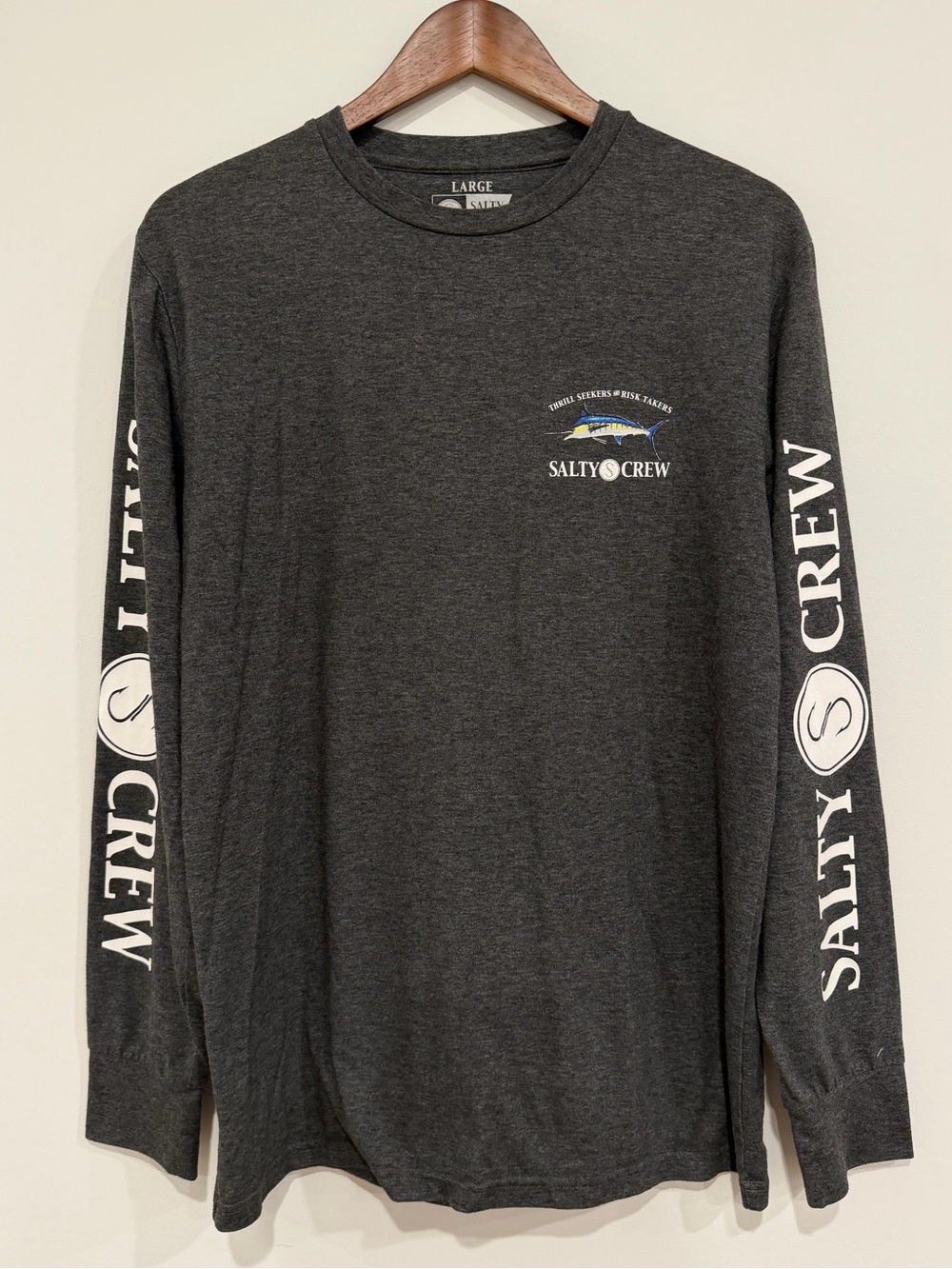 Salty Crew Thrill Seekers Marlin Long Sleeve Shirt Men’s Large Gray